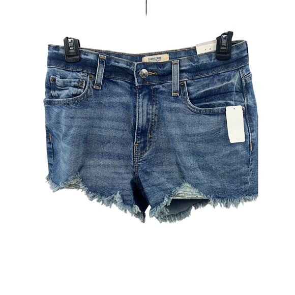 Denizen From Levis Mid-Rise Denim Shorts Sz 5 Blue Frayed Hem Distressed Casual - Picture 1 of 11
